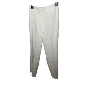 White Career Trousers Straight Leg Dress Pants‎ with Back Pocket Detail